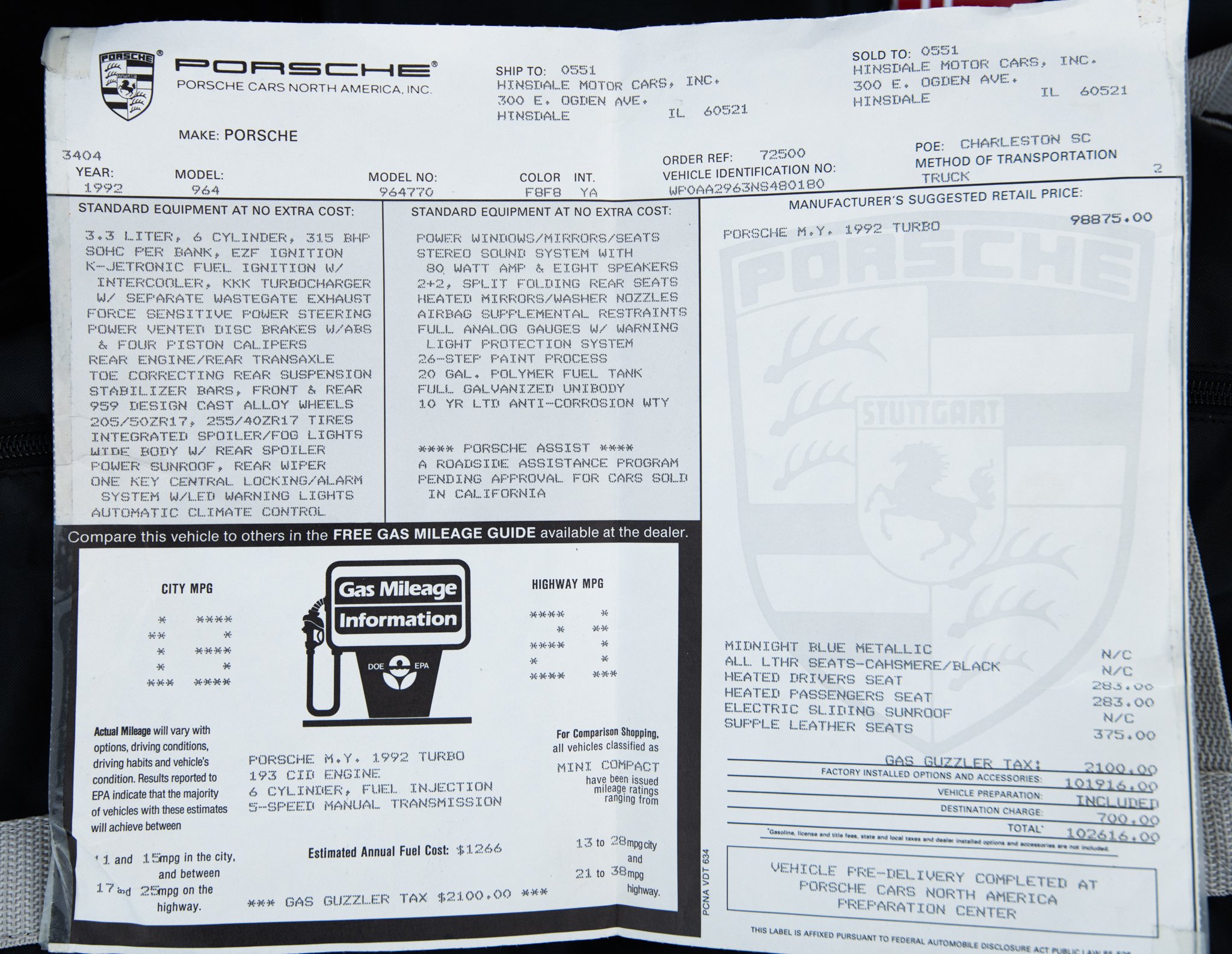 1992 Porsche 964 Turbo 3.3